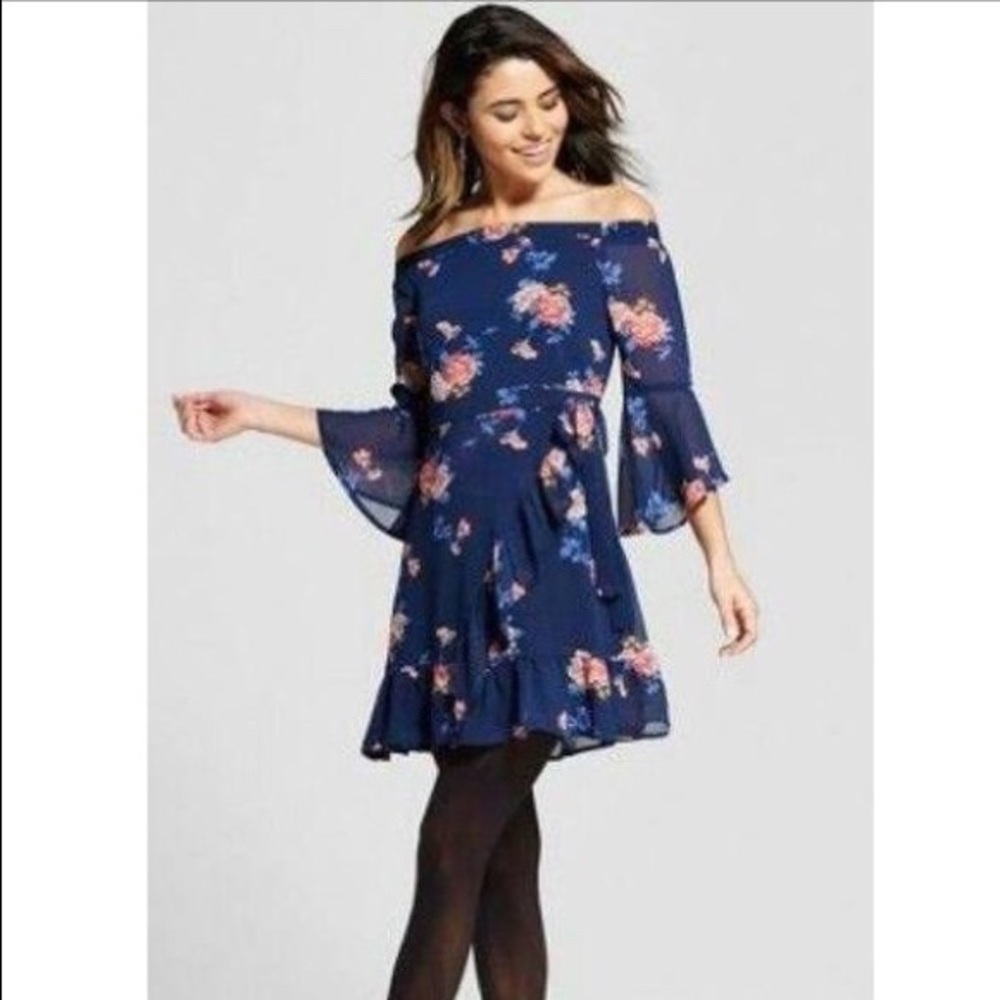 Floral Print Off the Shoulder Dress